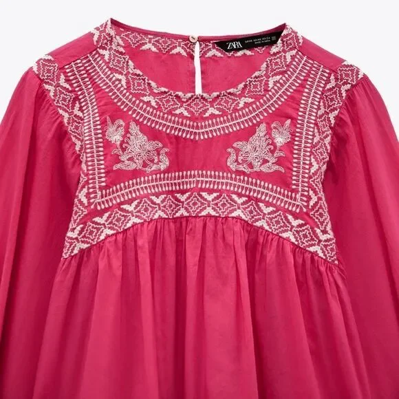 Zara Embroidered Blouse New - Picture 7 of 7